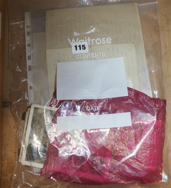 Postcards, letters, prayer book, military